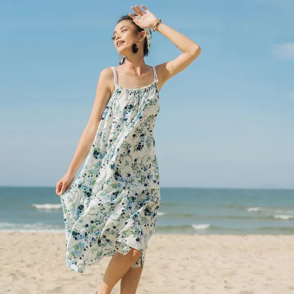 Váy Nữ F2 Fashion & Freedom Linen Modern Meets Heritage D432-TX-S-0620 Màu Trắng Xanh Size S
