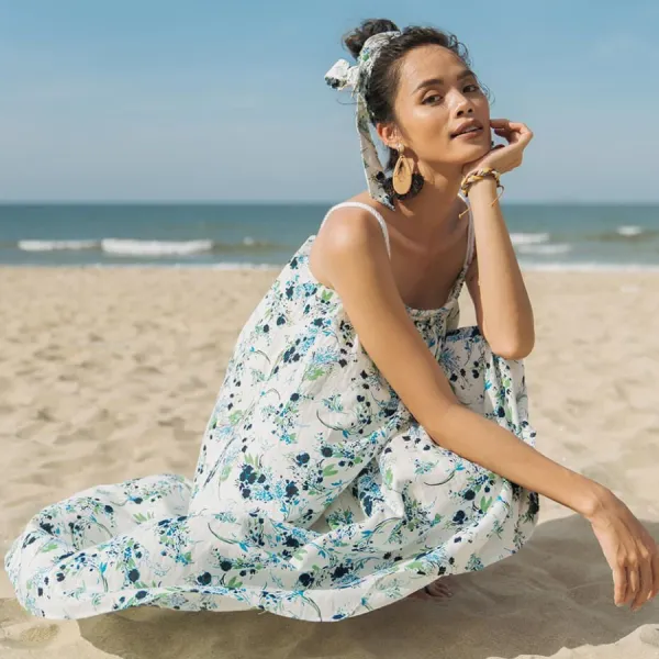 Váy Nữ F2 Fashion & Freedom Linen Modern Meets Heritage D432-TX-S-0620 Màu Trắng Xanh Size S