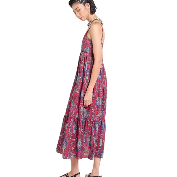 Váy Nữ F2 Fashion & Freedom Linen Tender Drit D837-DO TC-S-0525 Màu Đỏ Hoạ Tiết Size S