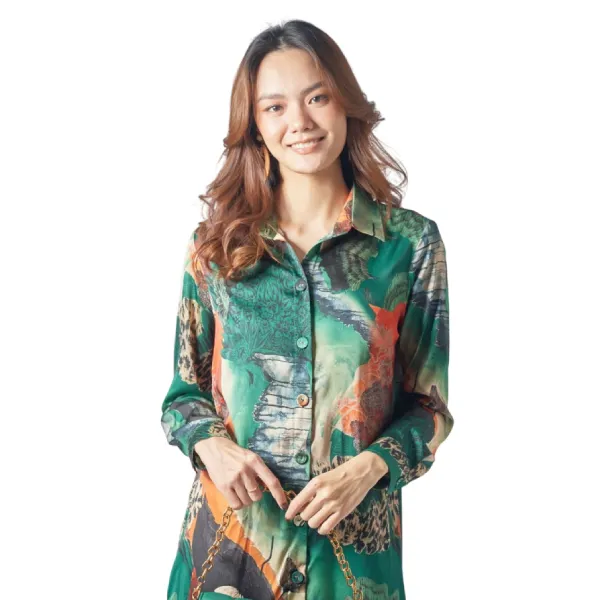 Váy Nữ F2 Fashion & Freedom Silk D558-XL-S-1021 Màu Xanh Họa Tiết Size S