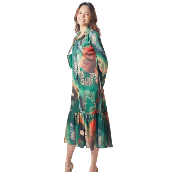 Váy Nữ F2 Fashion & Freedom Silk D558-XL-S-1021 Màu Xanh Họa Tiết Size S
