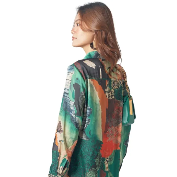 Váy Nữ F2 Fashion & Freedom Silk D558-XL-S-1021 Màu Xanh Họa Tiết Size S