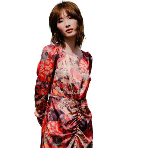 Váy Nữ F2 Fashion & Freedom Silk Hương Mùa Hè D601-DH-S-0422 Màu Đỏ Hoa Size S