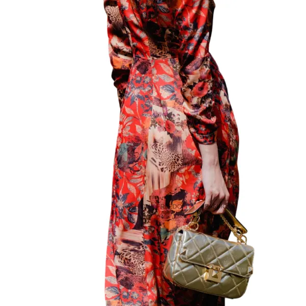 Váy Nữ F2 Fashion & Freedom Silk Hương Mùa Hè D601-DH-S-0422 Màu Đỏ Hoa Size S