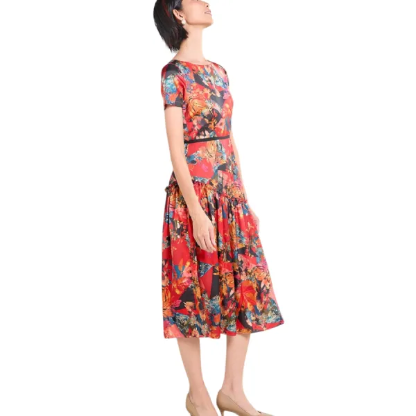 Váy Nữ F2 Fashion & Freedom Silk Tender Drit D341-DO CAM-S-0425 Màu Đỏ Cam Size S