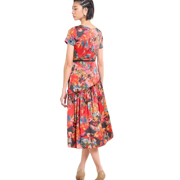Váy Nữ F2 Fashion & Freedom Silk Tender Drit D341-DO CAM-S-0425 Màu Đỏ Cam Size S