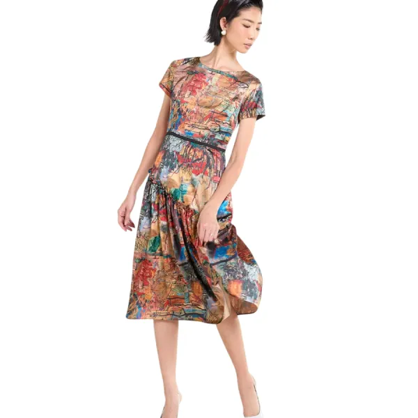 Váy Nữ F2 Fashion & Freedom Silk Tender Drit D341-NAU VANG-S-0425 Màu Nâu Vàng Size S