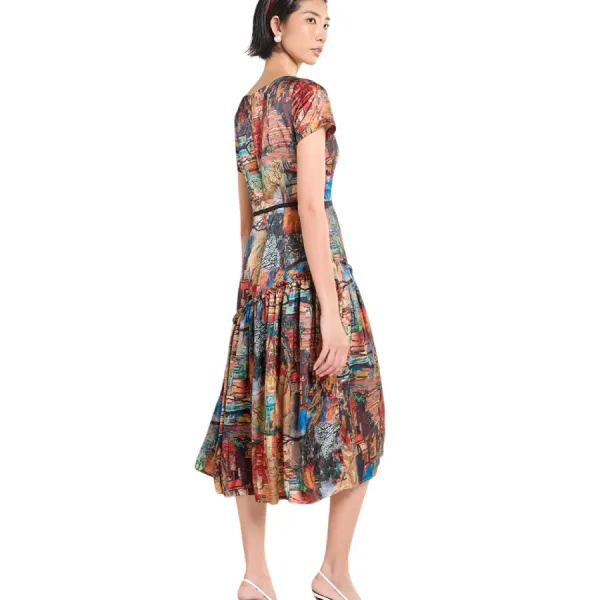 Váy Nữ F2 Fashion & Freedom Silk Tender Drit D341-NAU VANG-S-0425 Màu Nâu Vàng Size S