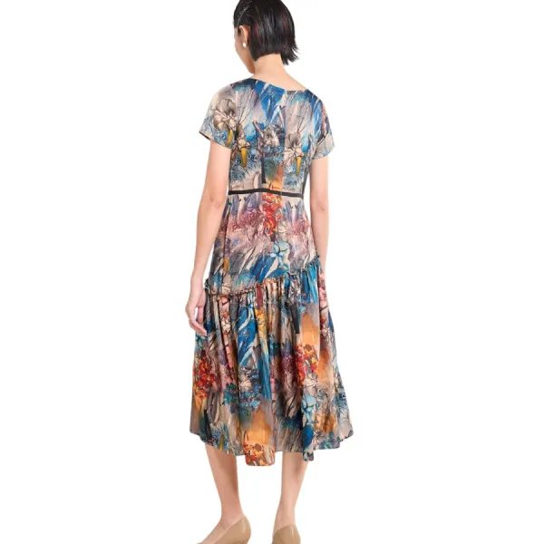 Váy Nữ F2 Fashion & Freedom Silk Tender Drit D341-XHC-S-0425 Màu Xanh Hoa Cam Size S