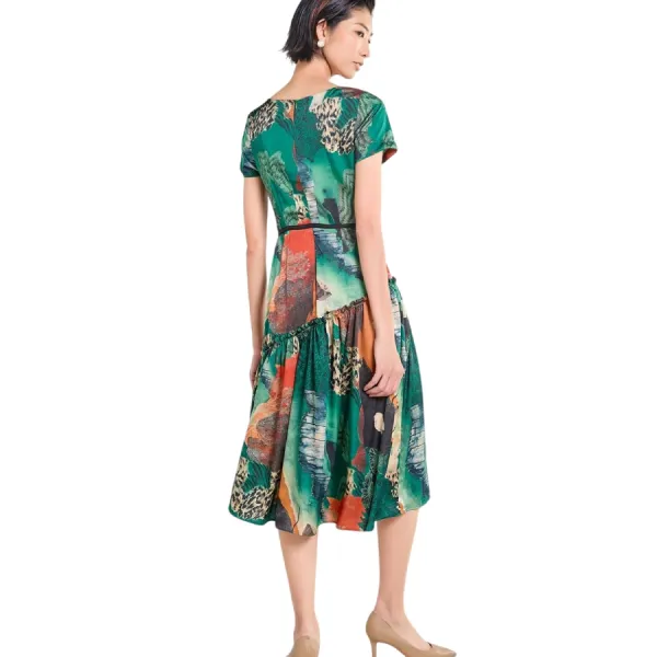 Váy Nữ F2 Fashion & Freedom Silk Tender Drit D341-XLA-S-0425 Màu Xanh Lá Size S