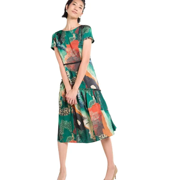 Váy Nữ F2 Fashion & Freedom Silk Tender Drit D341-XLA-S-0425 Màu Xanh Lá Size S