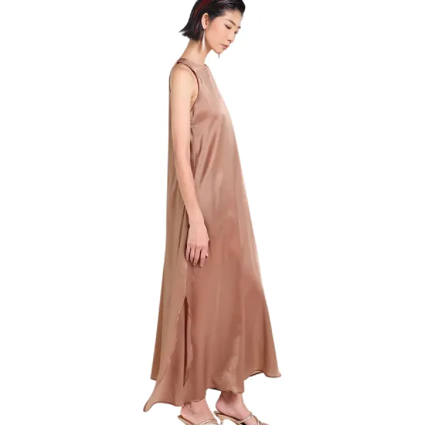 Váy Nữ F2 Fashion & Freedom Silk Tender Drit DT-D675-NN-S-0525 Màu Nâu Nhạt Size S