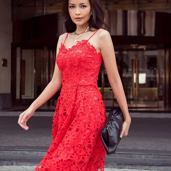 Váy Ren Xòe Nữ F2 Fashion & Freedom City Girls D564-D-S-1221 Màu Đỏ Size S