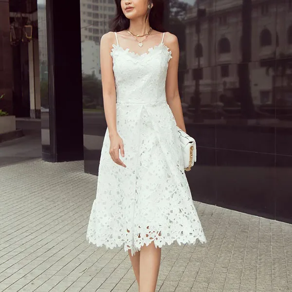 Váy Ren Xòe Nữ F2 Fashion & Freedom City Girls D564-T-S-1221 Màu Trắng Size S