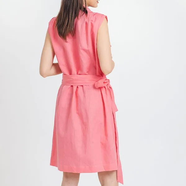 Váy Sơ Mi Nữ F2 Fashion & Freedom Brighter Day Pink Linen Dress D562-H-S-1121 Màu Hồng Size S