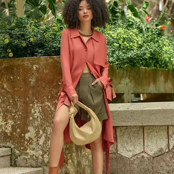 Váy Sơ Mi Nữ F2 Fashion & Freedom Linen Into The Wood D811-DH-S-0524 Màu Đỏ Hồng Size S