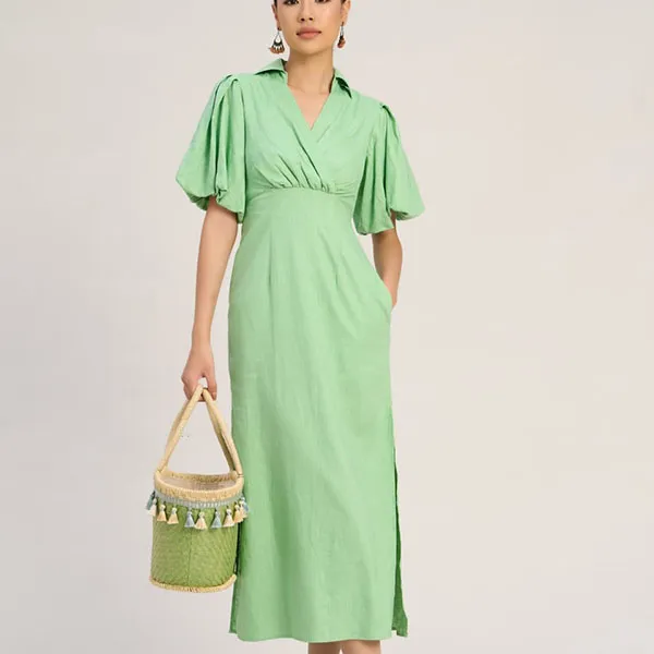 Váy Sơ Mi Nữ F2 Fashion & Freedom Linen The Art Of Styling D757-X-S-0923 Màu Xanh Size S