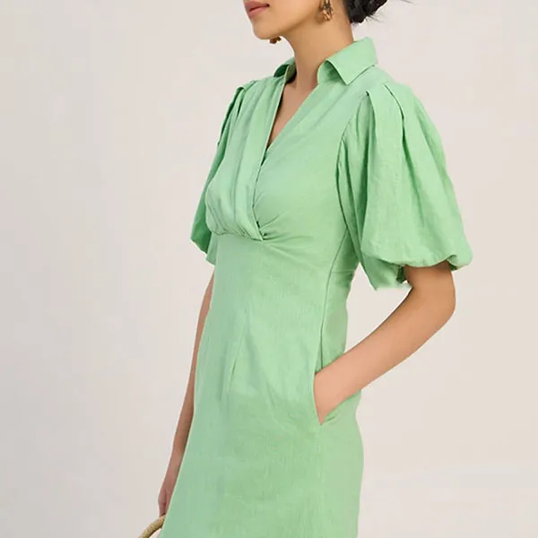 Váy Sơ Mi Nữ F2 Fashion & Freedom Linen The Art Of Styling D757-X-S-0923 Màu Xanh Size S