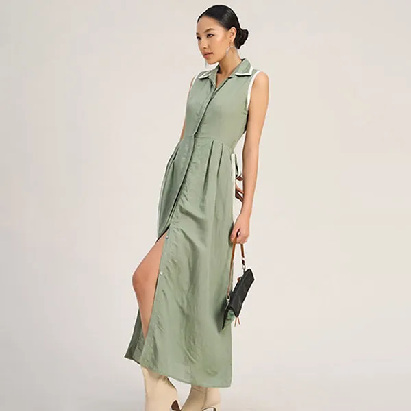 Váy Sơ Mi Nữ F2 Fashion & Freedom Linen The Art Of Styling D759-XLM-S-0923 Màu Xanh Lá Mạ Size S