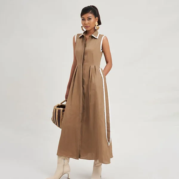 Váy Sơ Mi Nữ F2 Fashion & Freedom Modern Women D759-NN-S-0923 Màu Nâu Nhạt Size S