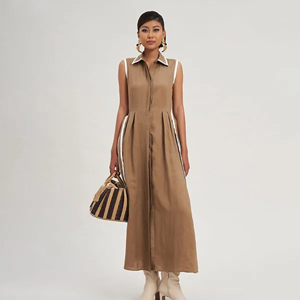 Váy Sơ Mi Nữ F2 Fashion & Freedom Modern Women D759-NN-S-0923 Màu Nâu Nhạt Size S
