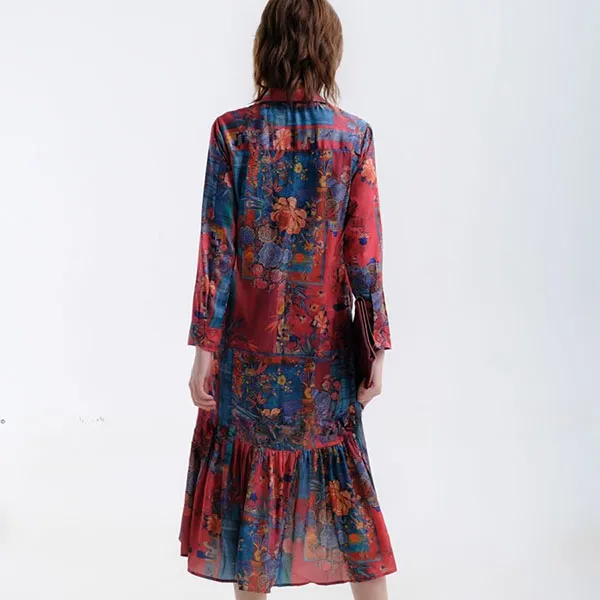 Váy Sơ Mi Nữ F2 Fashion & Freedom Red Silk Dress With Summer Scent Pattern D558-D-S-1021 Màu Đỏ Size S