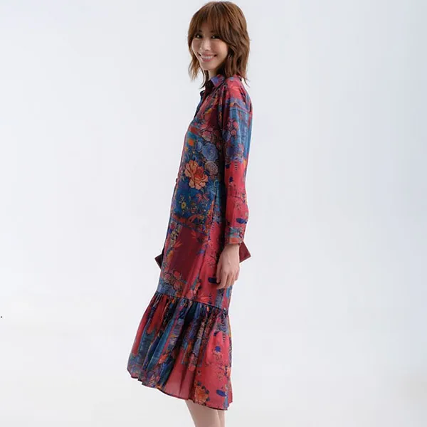 Váy Sơ Mi Nữ F2 Fashion & Freedom Red Silk Dress With Summer Scent Pattern D558-D-S-1021 Màu Đỏ Size S