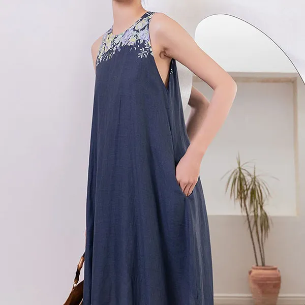 Váy Suông F2 Fashion & Freedom Linen DT-D675-XDH-S-1224 Màu Xanh Đen Size S