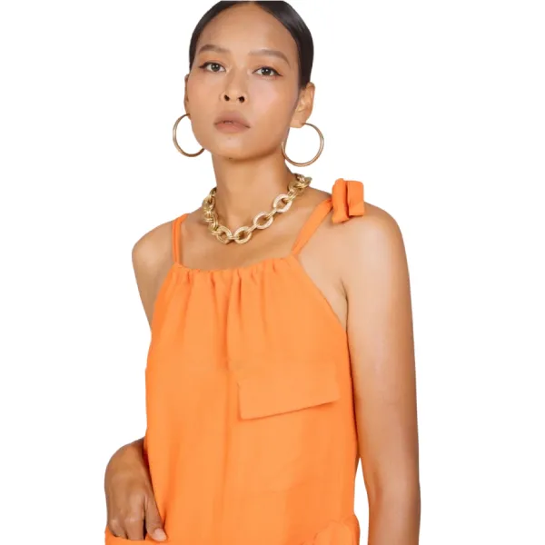 Váy Suông Nữ F2 Fashion & Freedom New Linen New Horizon D364-C-S-0322 Màu Cam Size S
