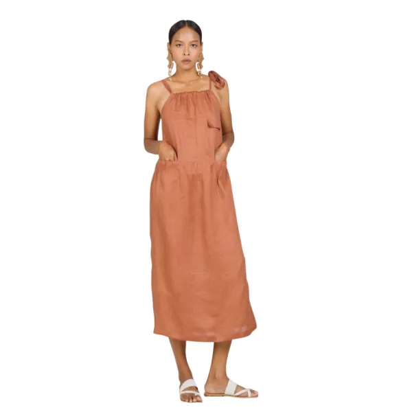 Váy Suông Nữ F2 Fashion & Freedom New Linen New Horizon D364-ND-S-0322 Màu Nâu Đất Size S