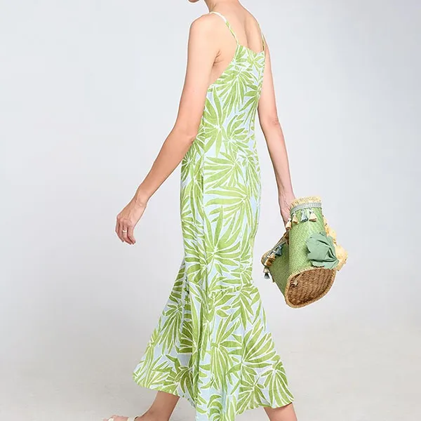 Váy Suông Nữ F2 Fashion & Freedom Tender Drit Patterned Light Green Linen Dress D439-XCHT-S-1024 Màu Xanh Green Size S