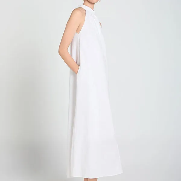 Váy Suông Nữ F2 Fashion & Freedom White Linen Dress A Touch Of Effortless Elegance D836-TRANG-S-1124 Màu Trắng Size S