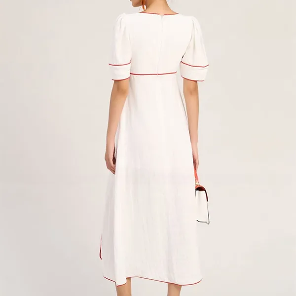 Váy Suông Nữ F2 Fashion & Freedom Women's White Linen Dress The Art Of Styling D763-T-S-0923 Màu Trắng Đỏ Size S