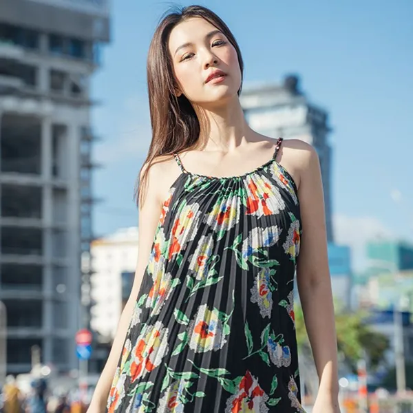 Váy Voan Hai Dây Nữ F2 Fashion & Freedom City Girl D743-DH-S-0823 Màu Đen Size S