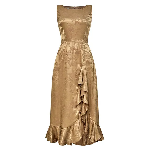 Váy Xòe Nữ F2 Fashion & Freedom Brown Brocade Dress D815-NAU-S-0524 Màu Nâu Size S