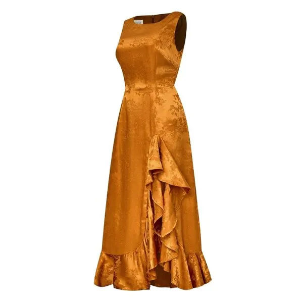 Váy Xòe Nữ F2 Fashion & Freedom Golden Brocade Dress D815-VN-S-0524 Màu Vàng Nghệ Size S