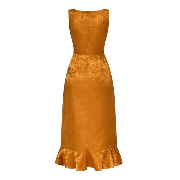 Váy Xòe Nữ F2 Fashion & Freedom Golden Brocade Dress D815-VN-S-0524 Màu Vàng Nghệ Size S