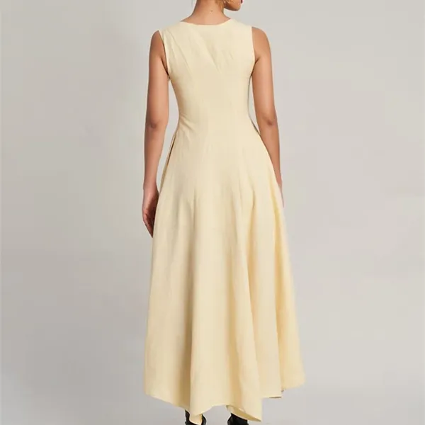 Váy Xòe Nữ F2 Fashion & Freedom Golden Girl Women's Linen Dress D770-V-S-0923 Màu Vàng Size S