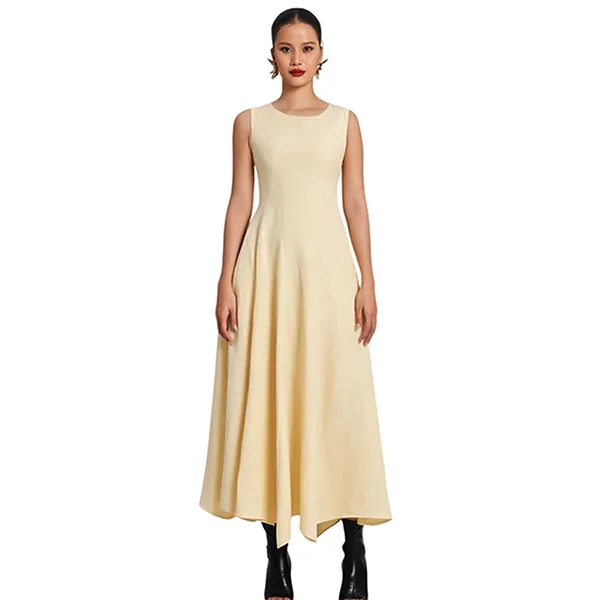 Váy Xòe Nữ F2 Fashion & Freedom Golden Girl Women's Linen Dress D770-V-S-0923 Màu Vàng Size S