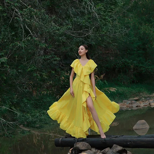 Váy Xòe Nữ F2 Fashion & Freedom Kate Into The Wood D807-V-S-0524 Màu Vàng Size S