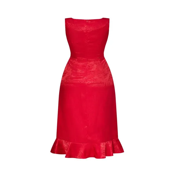 Váy Xòe Nữ F2 Fashion & Freedom Red Brocade Dress D815-DO-S-0524 Màu Đỏ Size S