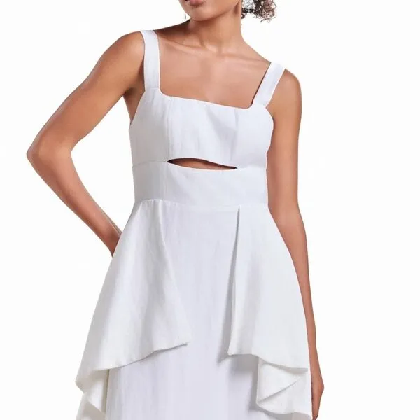 Váy Xòe Nữ F2 Fashion & Freedom White Linen Dress D812-TRANG-S-0724 Màu Trắng Size S