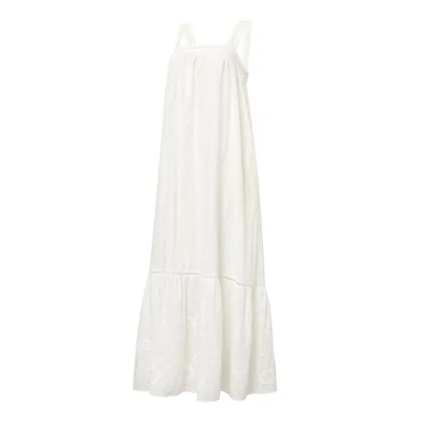 Váy Xòe Nữ F2 Fashion & Freedom White Linen Dress D824-TRANG-S-0724 Màu Trắng Size S