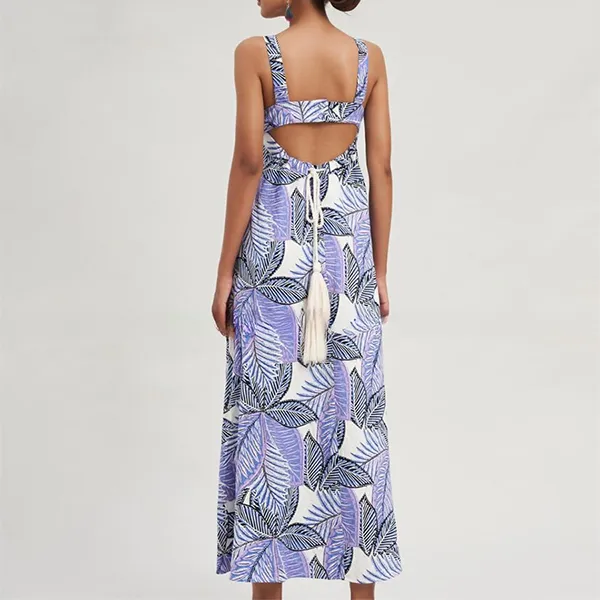 Váy Xòe Nữ F2 Fashion & Freedom Women's Modern Purple Linen Dress D750-TIM-S-0923 Màu Tím Size S