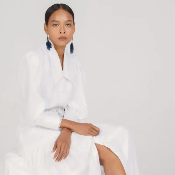 Váy Xòe Nữ F2 Fashion & Freedom Women's New Linen New Horizon D592-T-S-0322 Màu Trắng Size S