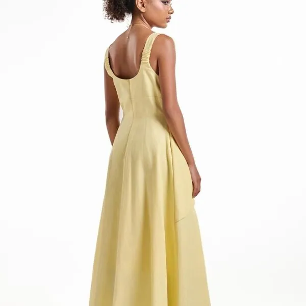 Váy Xòe Nữ F2 Fashion & Freedom Yellow Linen Dress D812-V-S-0724 Màu Vàng Size S