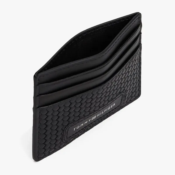 Ví Đựng Thẻ Nam Tommy Hilfiger Woven Texture Card Holder 13725 - BDS Màu Đen