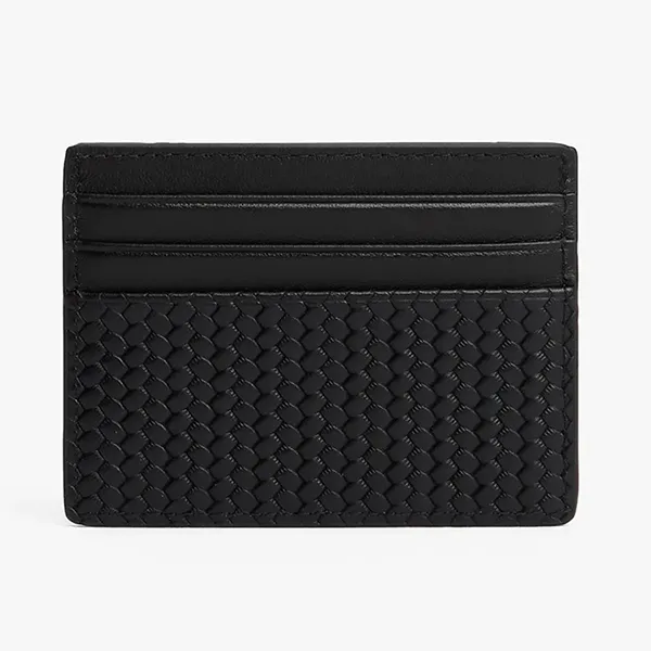 Ví Đựng Thẻ Nam Tommy Hilfiger Woven Texture Card Holder 13725 - BDS Màu Đen