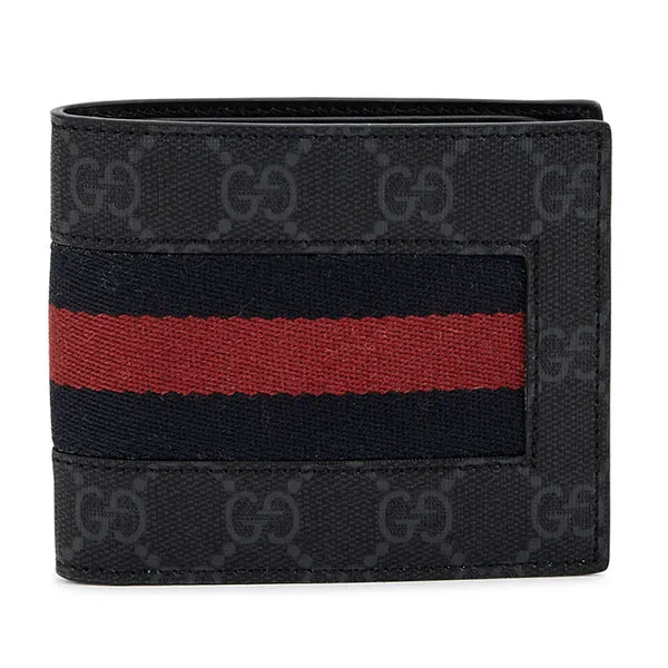 Ví Nam Gucci GG Supreme Web Wallet Leather Màu Đen
