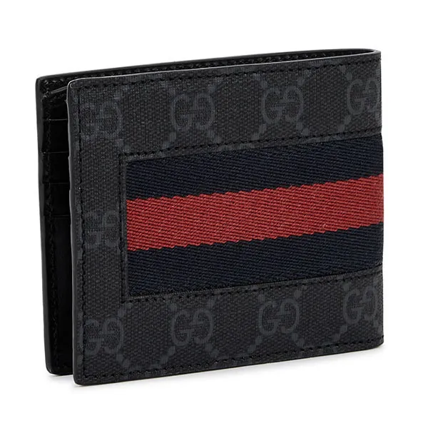 Ví Nam Gucci GG Supreme Web Wallet Leather Màu Đen